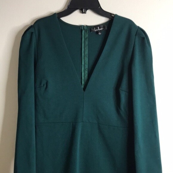Lulus dark emerald green body-con long sleeve dress size large ladies NWT - Picture 3 of 12
